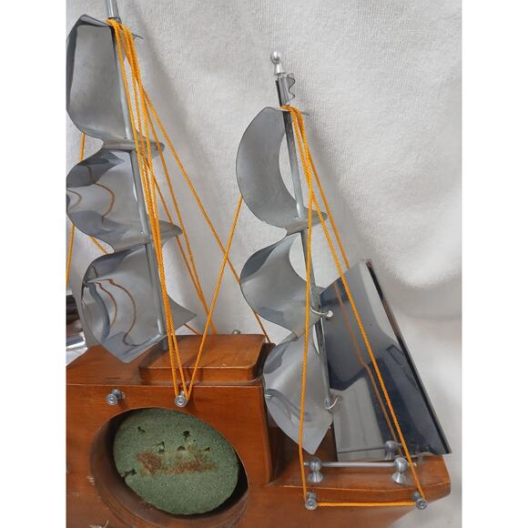 1950s Vintage Wooden Boat Sailing Yankee Clipper Ship Wood Mantel (No Clock) - Picture 8 of 16